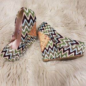 Bedazzle "Fran" 6.5" Multicolored Platform Wedges
